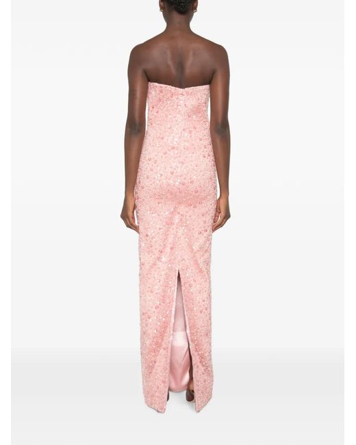 The New Arrivals Ilkyaz Ozel Pink Nara Sequin-Embellished Maxi Dress
