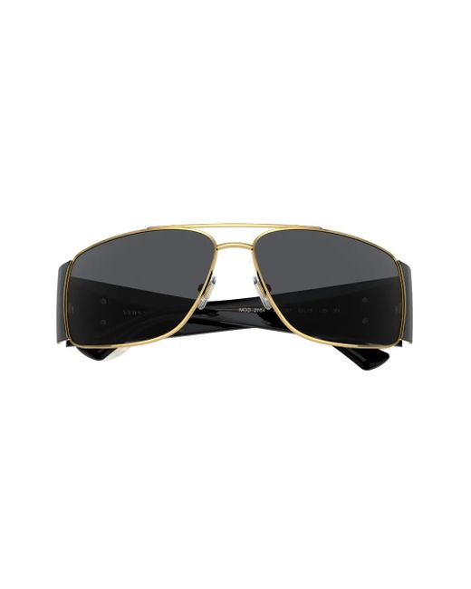 Versace Gray Rectangle-Frame Sunglasses for men