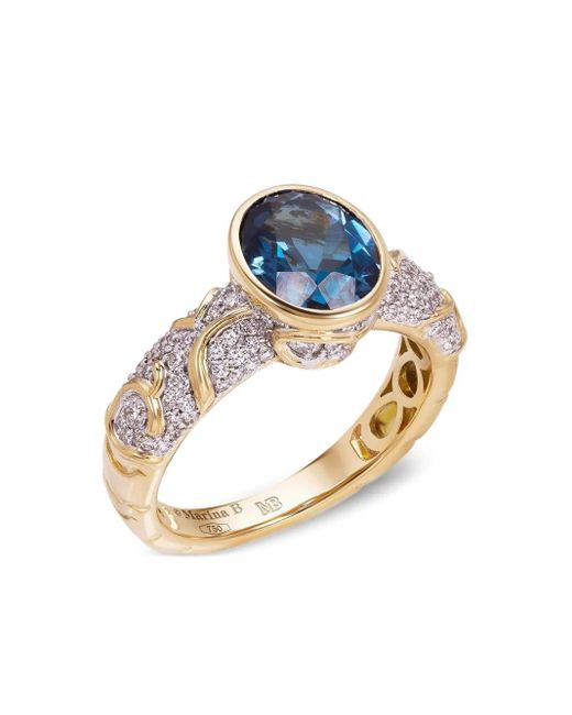 Marina B Blue 18K Ondine Topaz And Diamond Ring
