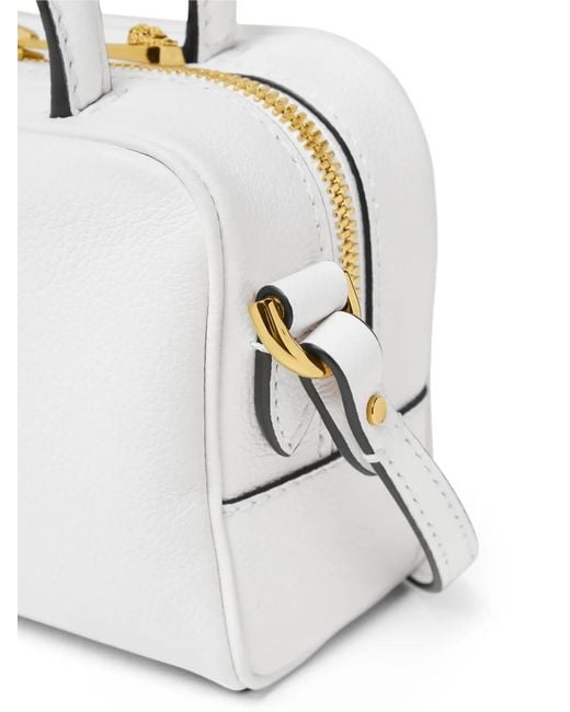 Versace White La Medusa Leather Mini Tote Bag