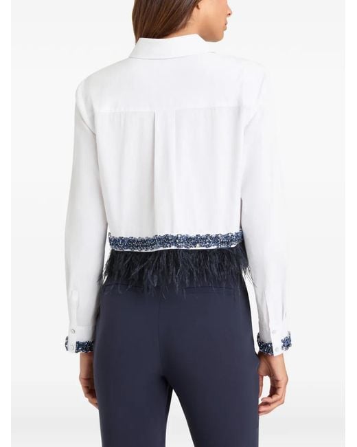 Cinq À Sept White Chemise Sylvan Bordée De Plumes