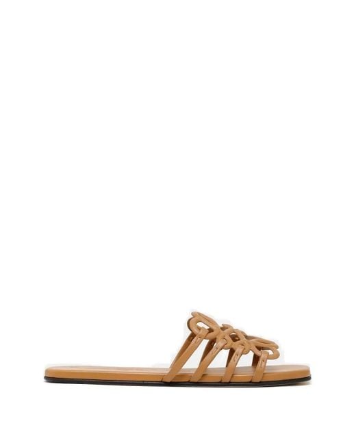 Loewe White Petal Anagram Leather Sandals