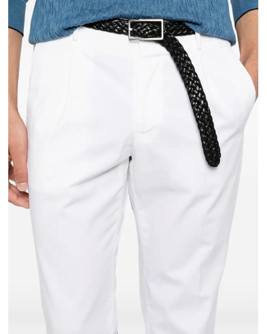 Incotex White Pleated Straight-Leg Trousers for men
