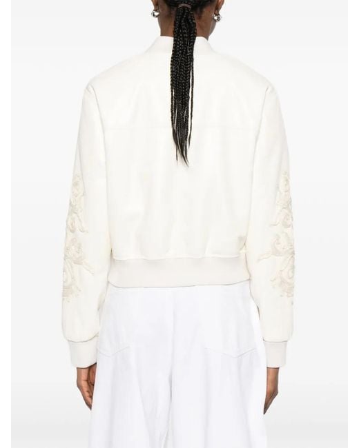 ERMANNO FIRENZE White Embroidered Bomber Jacket
