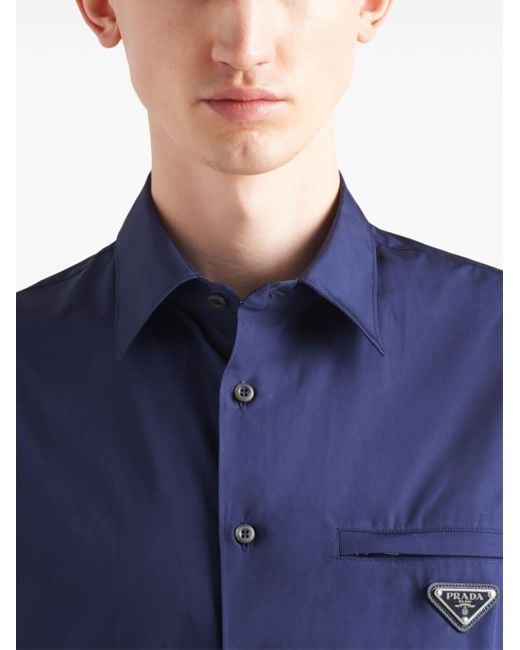 Camicia con logo di Prada in Blue da Uomo