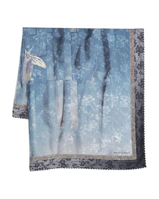 Pierre Louis Mascia Blue Cialda Floral-Print Scarf