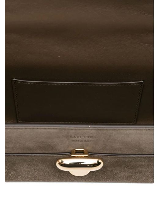 SAVETTE Brown Symmetry Top-Handle Clutch Bag