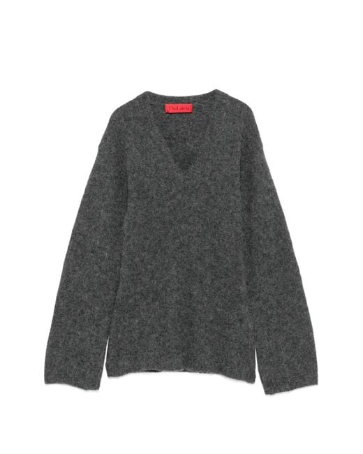Thelatest Gray Eleonora V-Neck Alpaca-Wool Sweater