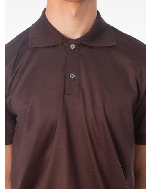 Daniele Fiesoli Brown Polo Filo Scozia À Manches Courtes for men