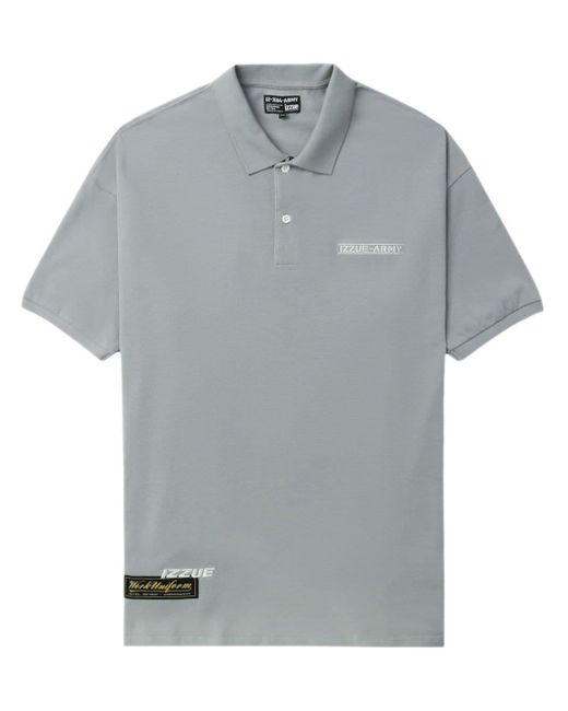 Izzue Gray Logo-print Cotton Polo Shirt for men