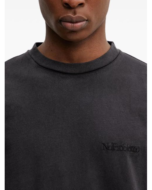 No Problemo Black Logo-Embroidered Straight T-Shirt for men