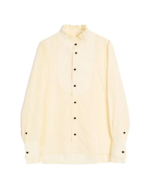 Valentino Garavani Natural Cotton Poplin Shirt With Plastron And Ruffles for men