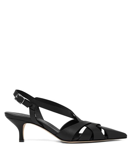 Scarosso Black Slingback Pointed-Toe Pumps