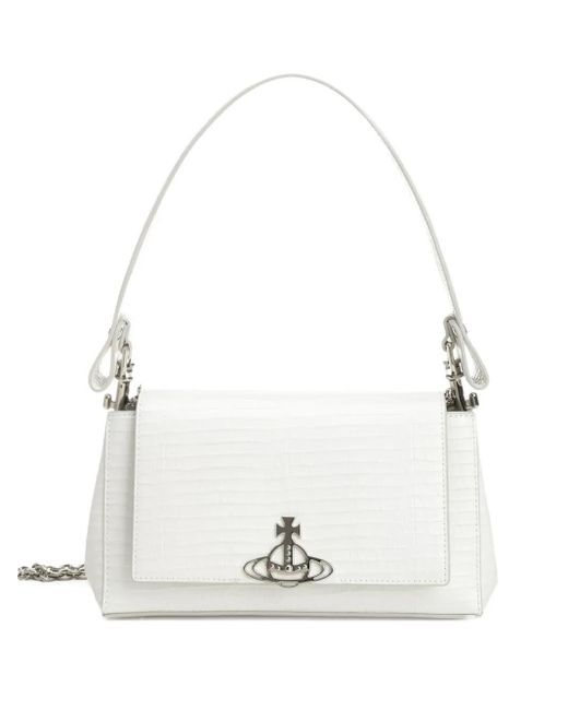 Vivienne Westwood White Medium Hazel Leather Shoulder Bag