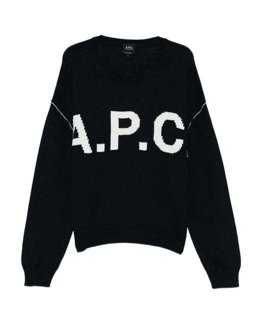 A.P.C. Black Logo-Lettering Sweater for men