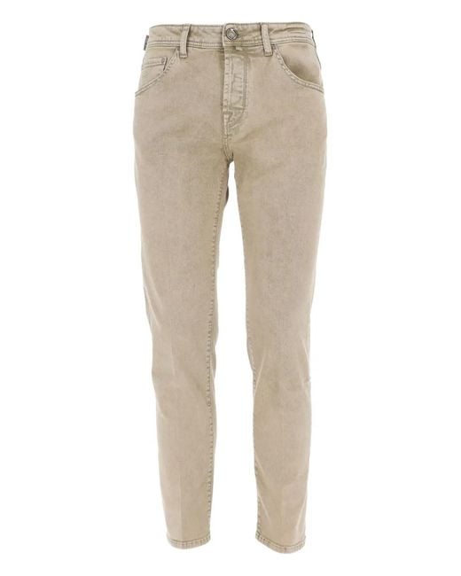 Jacob Cohen Natural Scott Logo-Patch Jeans for men