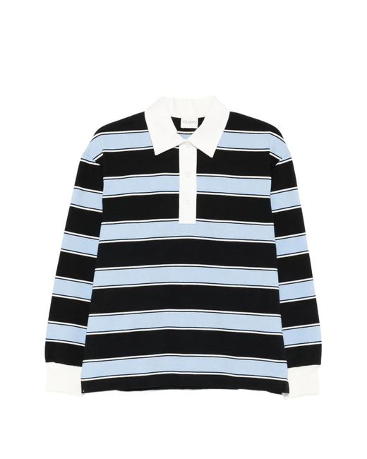 Closed Black Striped Polo Top