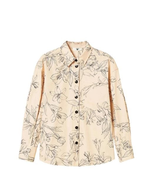 Twinset Natural Bull Shirt With A Floral Print