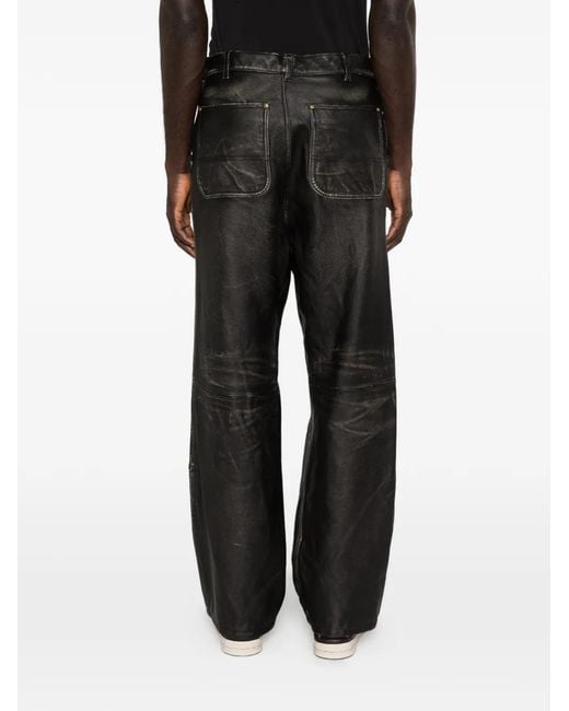 KAMIYA Gray Panelled Leather Trousers for men