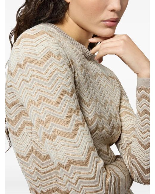 Missoni Natural Zigzag-Knit Long-Sleeve Dress