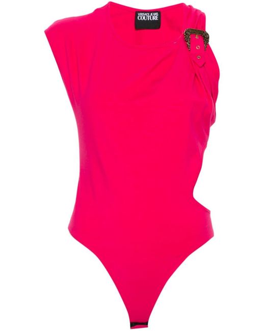 Versace Pink Logo-engraved Buckle Bodysuit