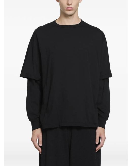 Comoli Black Layered Long-Sleeve T-Shirt for men