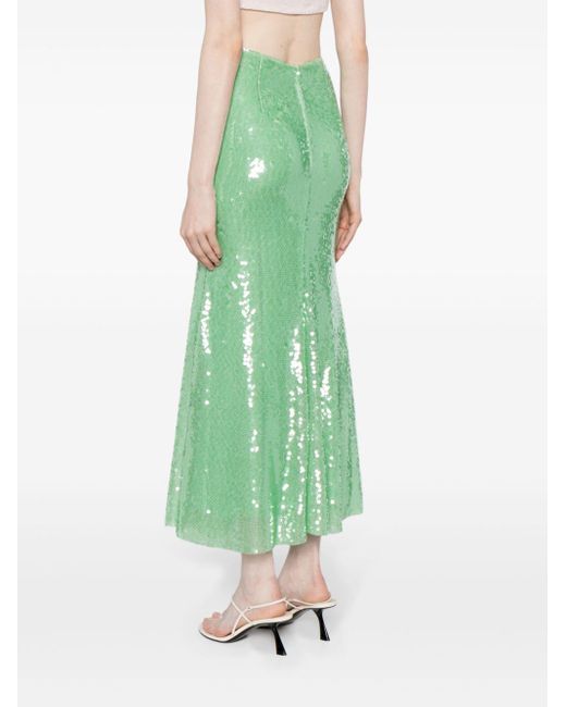 Tiered Ruffle One Shoulder Sequin Slit Gown in Mint - Retro, Indie and  Unique Fashion