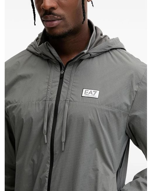 EA7 Gray Logo-Patch Track Pants for men