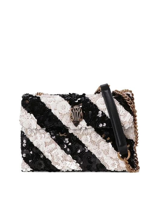 Kurt Geiger Black Sequin Striped Satchel
