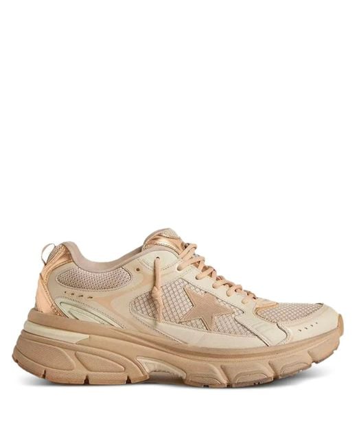 Golden Goose Deluxe Brand Natural "Lightstar" Net Leather And Suede Upper Tpu Star Net Heel