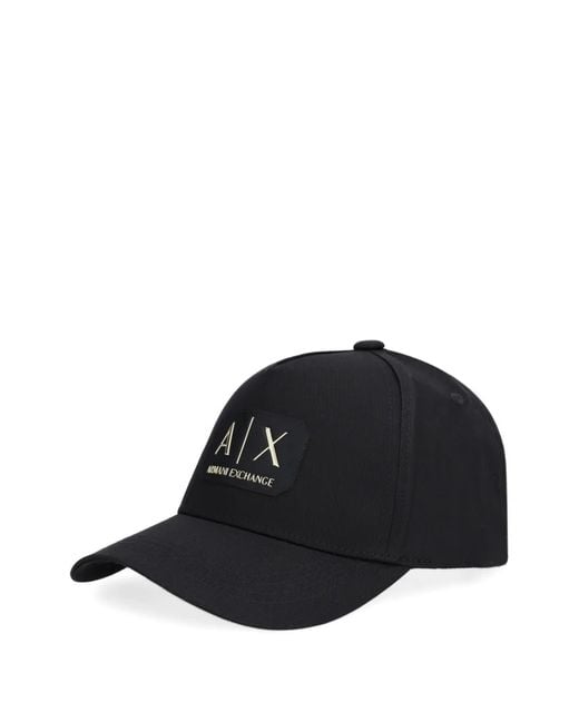 ARMANI EXCHANGE Black Logo-Patch Baseball Cap for men