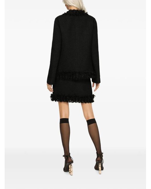 Dolce & Gabbana Black Single-Breasted Bouclé Jacket