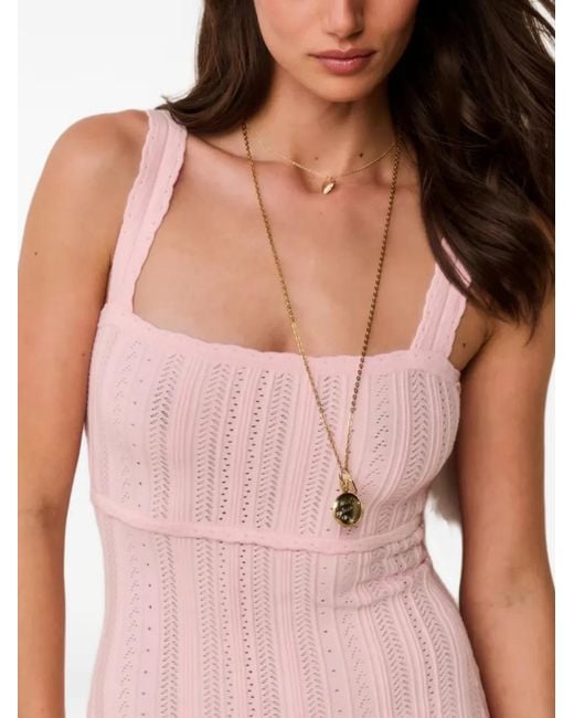 LoveShackFancy Pink Tabatha Pointelle-Knit Ruffled Mini Dress
