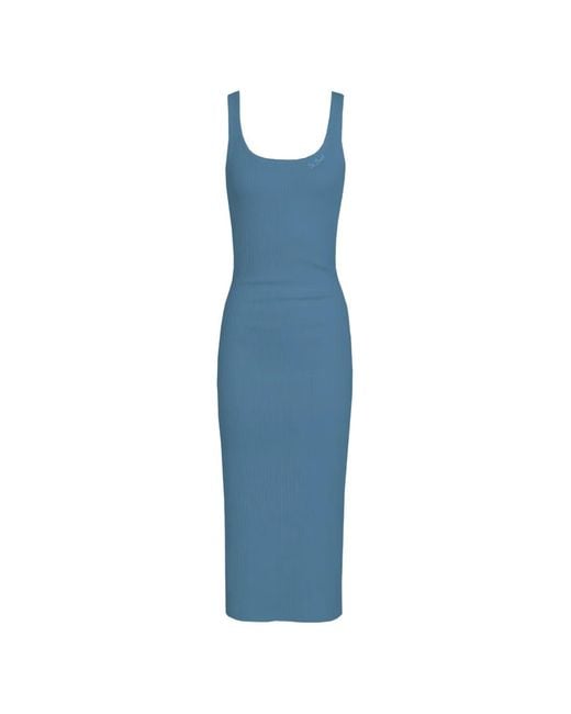 Mc2 Saint Barth Blue Jennifer Logo Ribbed Dress