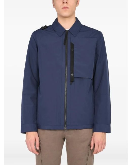 Ma Strum Blue Logo-Patch Shirt Jacket for men