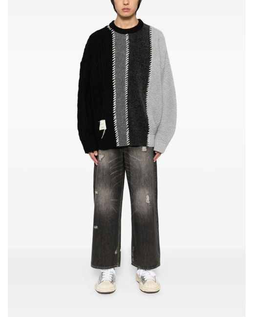 FIVE CM Gray Distressed Wide-Leg Jeans for men