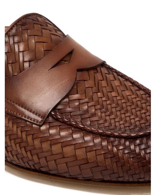 Magnanni Shoes Brown Woven Leather Mules