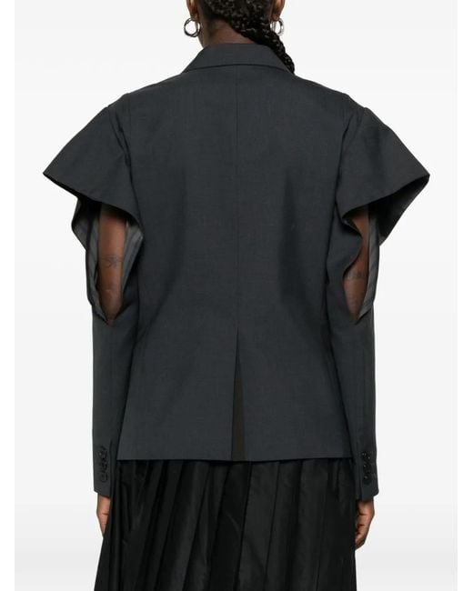 Sacai Double-Breasted Blazer in Black | Lyst
