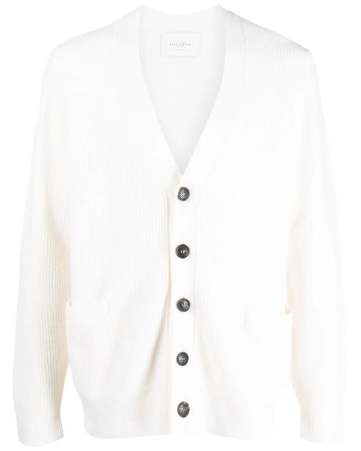 Ballantyne White V-Neck Wool Cardigan for men