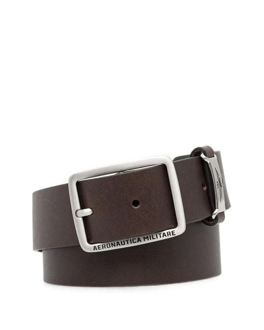Aeronautica Militare Brown Logo-Engraved Buckle Belt for men