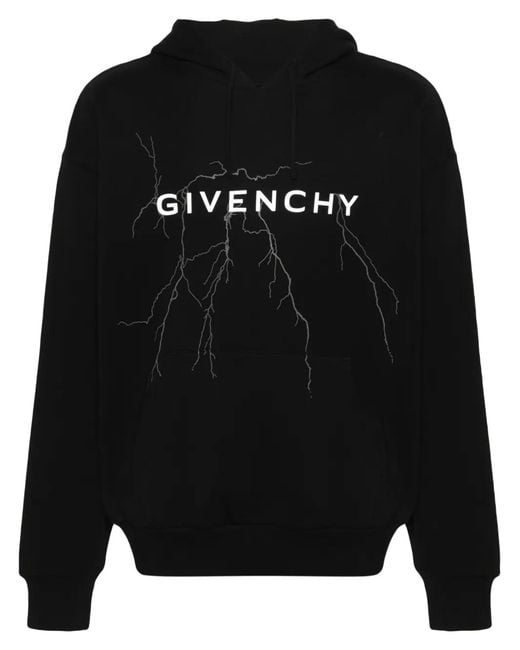 Givenchy Black Hoodie With Logo And Lighting Motif for men