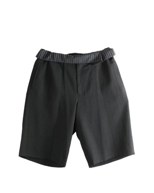 Yohji Yamamoto Gray Striped-Waistband Cropped Trousers for men