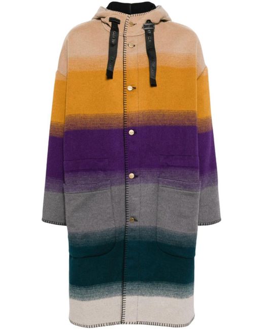 Roberto Cavalli Purple Blanket Stitched Colour-block Coat for men