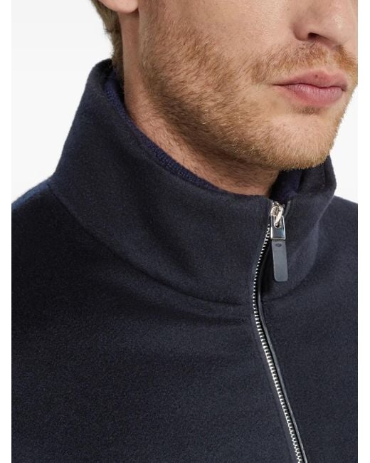 Zegna Blue Panelled Zip-Up Cardigan for men