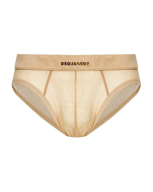 DSquared² Natural Logo-Detail Mesh Briefs for men