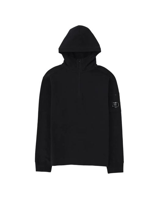 C P Company Black Hoodie À Fermeture Zippée for men
