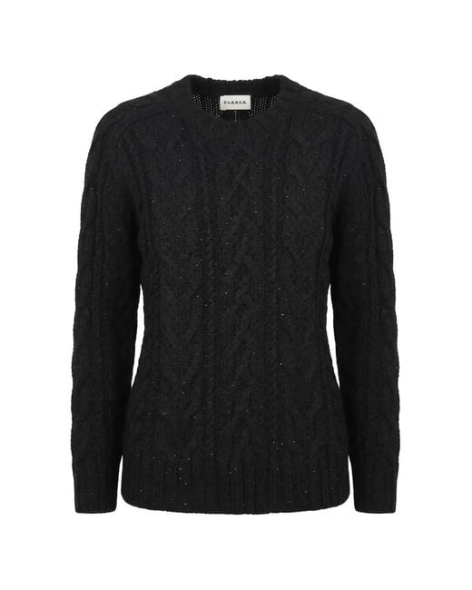 P.A.R.O.S.H. Black Cable-Knit Sequin-Embellished Sweater