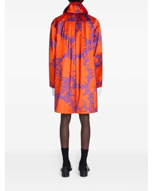 Dries Van Noten Orange Printed Button Coat for men