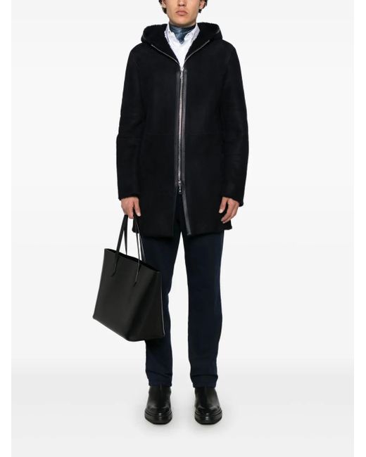Tagliatore Black Shearling Coat for men