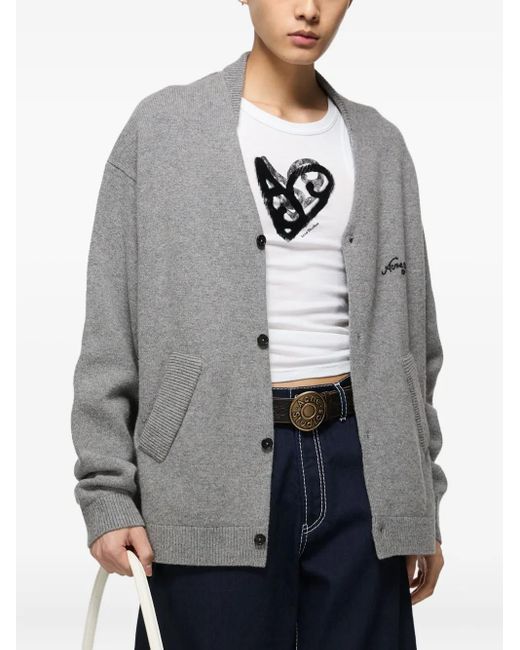 Acne Gray Embroidered Button Cardigan for men